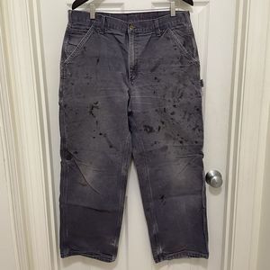 Carhartt B11 PTB Canvas Carpenter Pants Mens 36x30 Gray Distressed Stained Worn